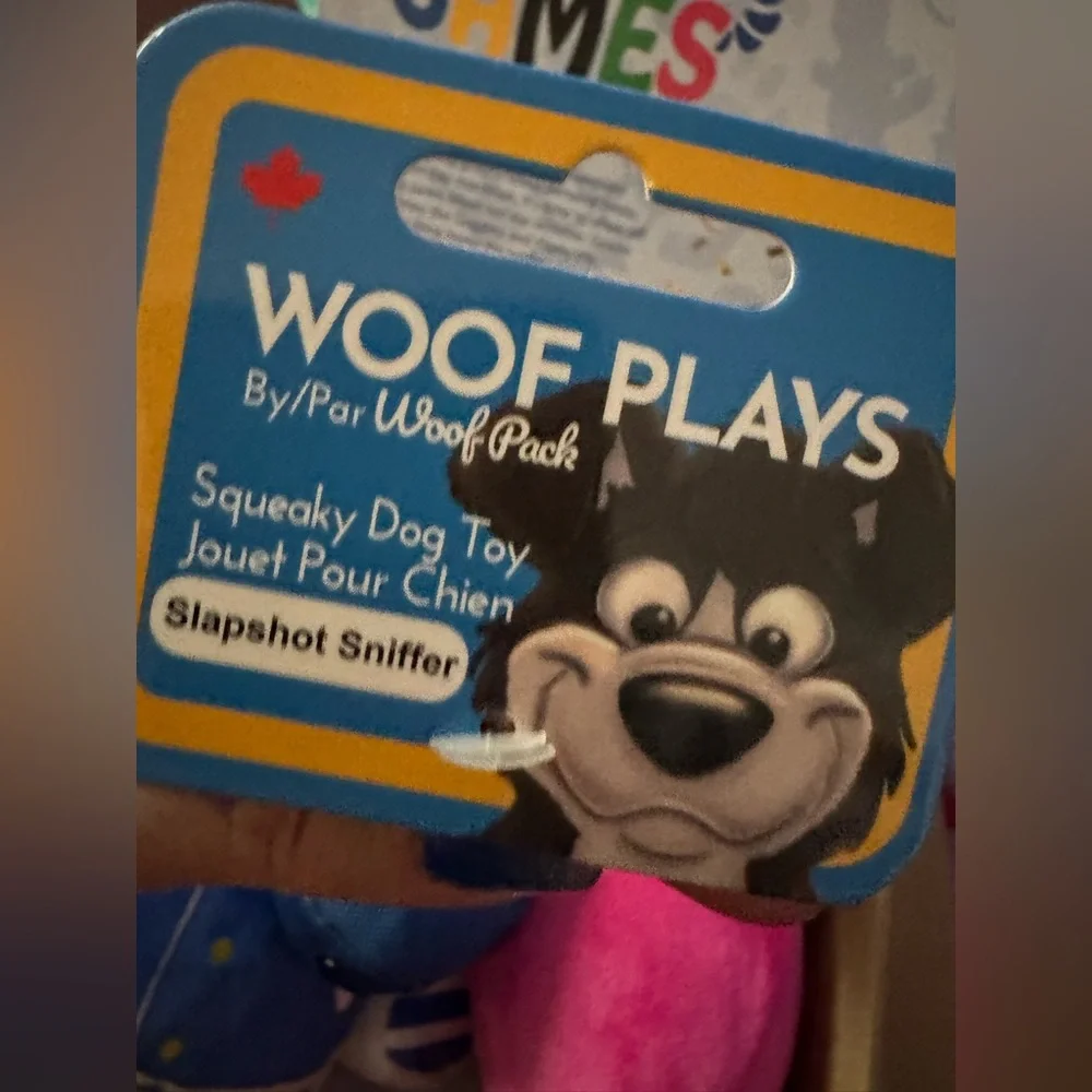 Woof Pack L dog toy hockey stick & puck NEW like Bark Box Olympic Games toys